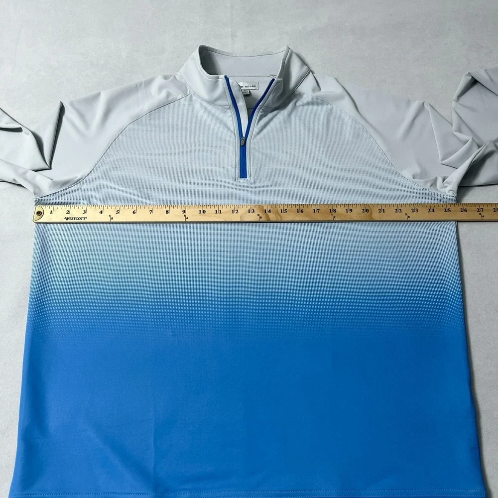 Peter Millar 1/4 Zip Pullover Men XL Gray Blue Ombre Performance Golf